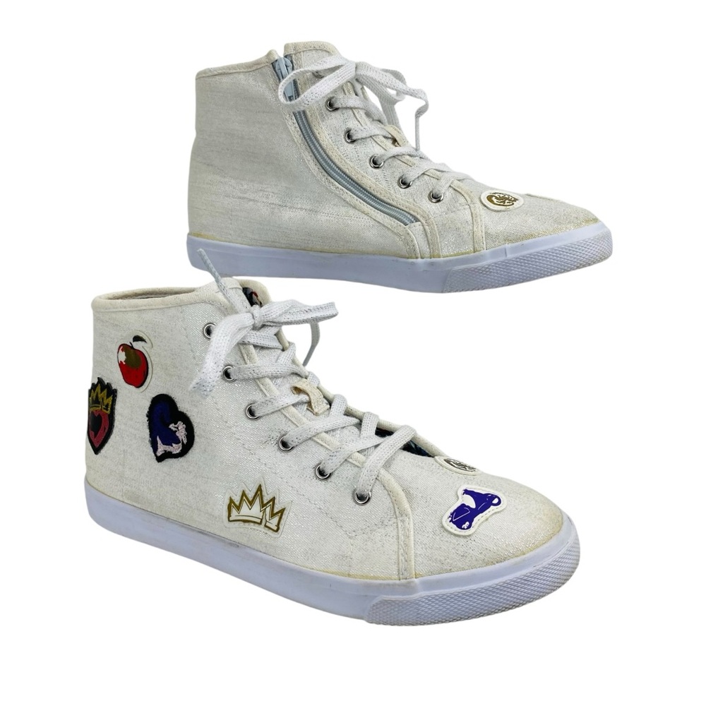 Disney Sneaker Girls 5 Gray High Top LaceUp DSigned Descendants Meet Your Patch